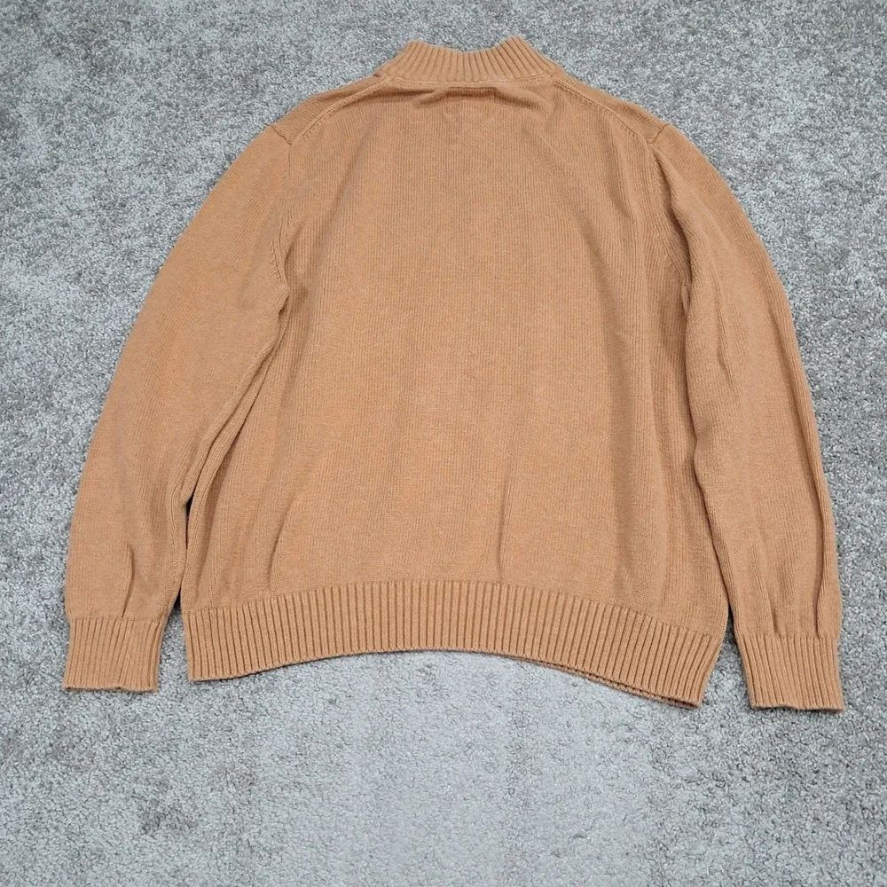 St‎ Johns Bay Mens XXL Tan 100% Cotton Quarter Zip Pullover Sweater Classic Knit